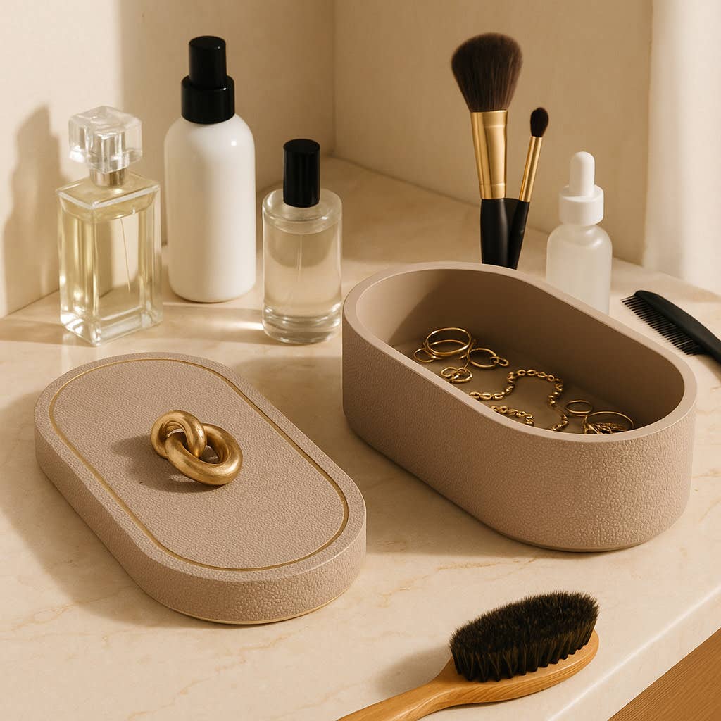 Decorative Box - Brown Resin Faux Textured Shagreen, 14 in.