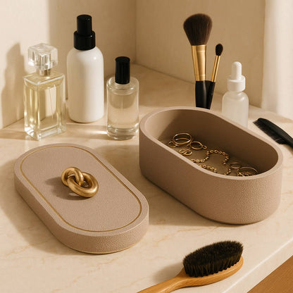 Decorative Box - Brown Resin Faux Textured Shagreen, 14 in.