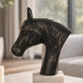 Decorative Figurine - Black Metal Textured Horse Head, 9 in.