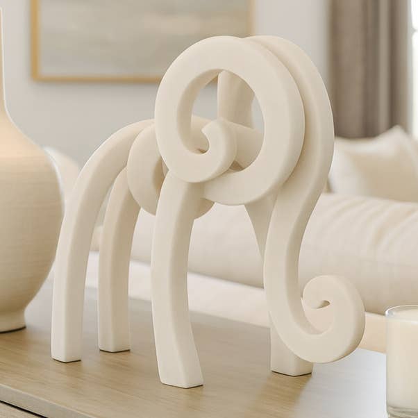 Decorative Sculpture - White Resin Elephant, 10 in.