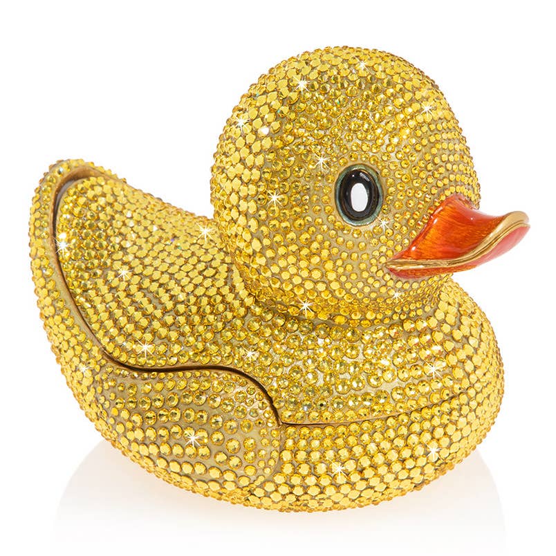 Jay Strongwater Ernie Pavé Rubber Ducky Decorative Box, Gold Swarovski Crystal Enamel Gold-Finished