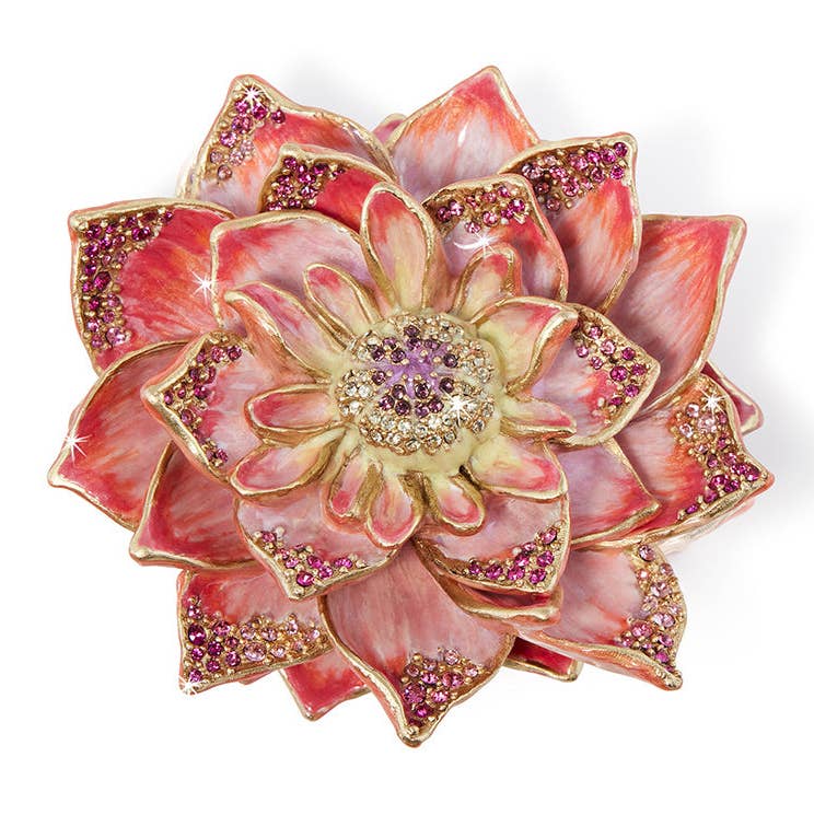 Jay Strongwater Calista Dahlia Bloom Crystal Enamel Gold-Finished Tabletop Object