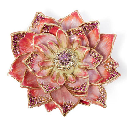 Jay Strongwater Calista Dahlia Bloom Crystal Enamel Gold-Finished Tabletop Object