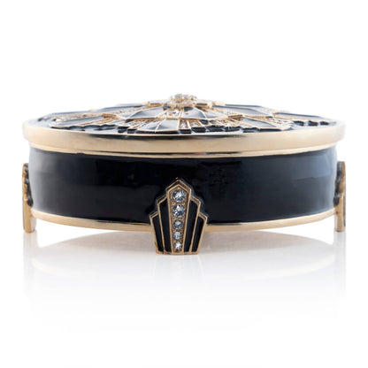Jay Strongwater Pearl Art Deco Decorative Box, Red Swarovski Crystal Enamel Gold-Finished