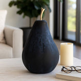 Decorative Object - Black Glass Unique Large Pear, 12 in.