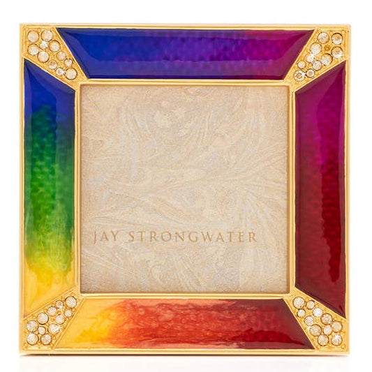 Jay Strongwater Leland Pavé Corner 2" Swarovski Crystal Enamel Picture Frame, Pop