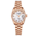 Stuhrling Original Lineage Women's Quartz Watch, 31mm, Silver Mother-of-Pearl Dial, Rose Gold-Tone Bracelet, Crystal-Accented Bezel