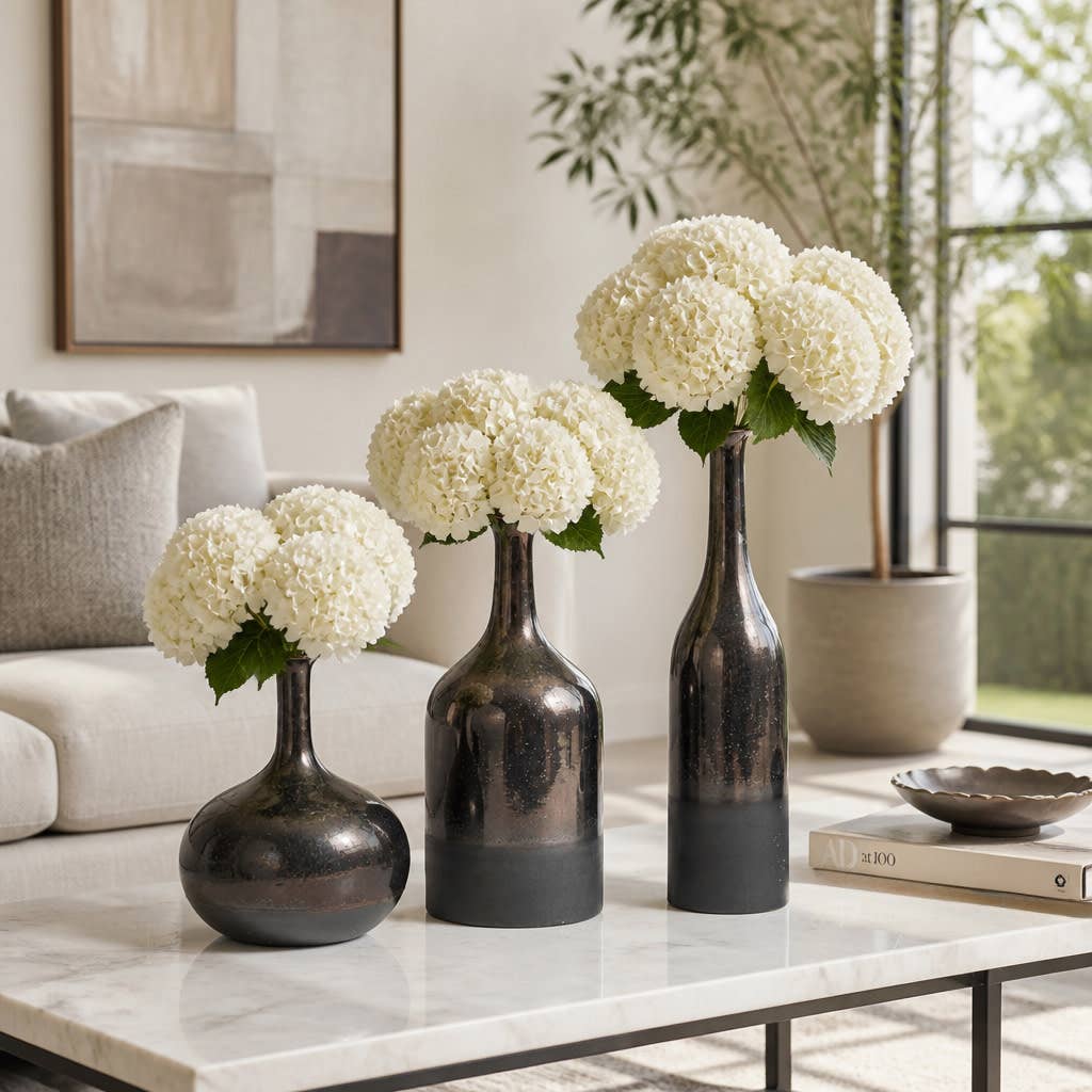 Decorative Vase Set 3 - Bronze Ceramic Bottle, 12/15/18 in.