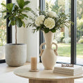 Decorative Vase - Ivory Ceramic Looped Handles, 18 in.
