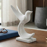 Sculpture - White Marble Decorative Bird with Base, 11 in.