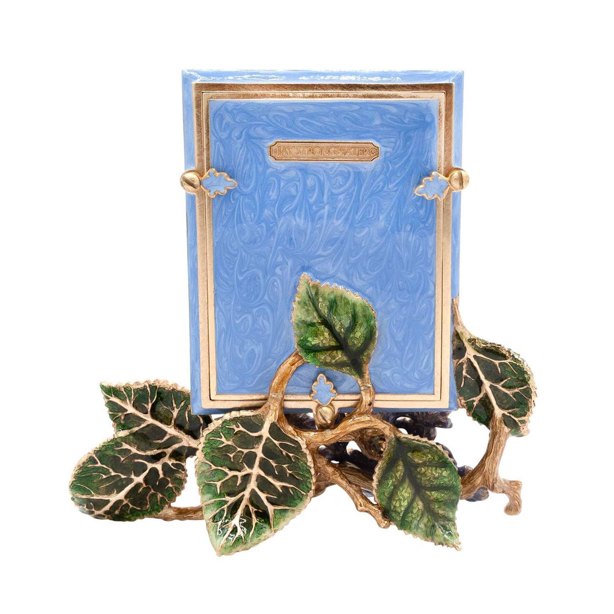 Jay Strongwater Colbie Hydrangea 3" x 4" Crystal Enamel Picture Frame, Blue