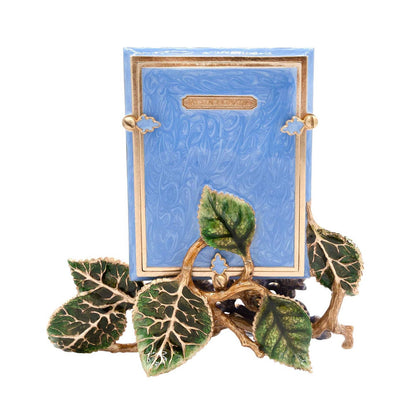 Jay Strongwater Colbie Hydrangea 3" x 4" Crystal Enamel Picture Frame, Blue