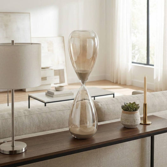 Decorative Object - Grey Glass Hourglass Teardrop, 23 in.