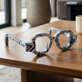 Decorative Sculpture - Blue Engineered Stone Glasses, 9 in.