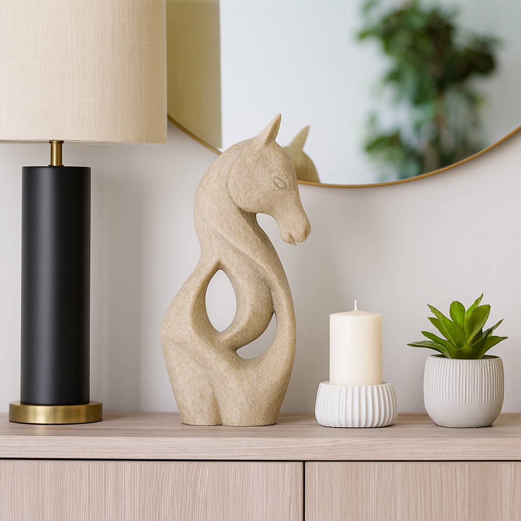 Decorative Sculpture - Brown Quartz Resin Horse, 15 in.