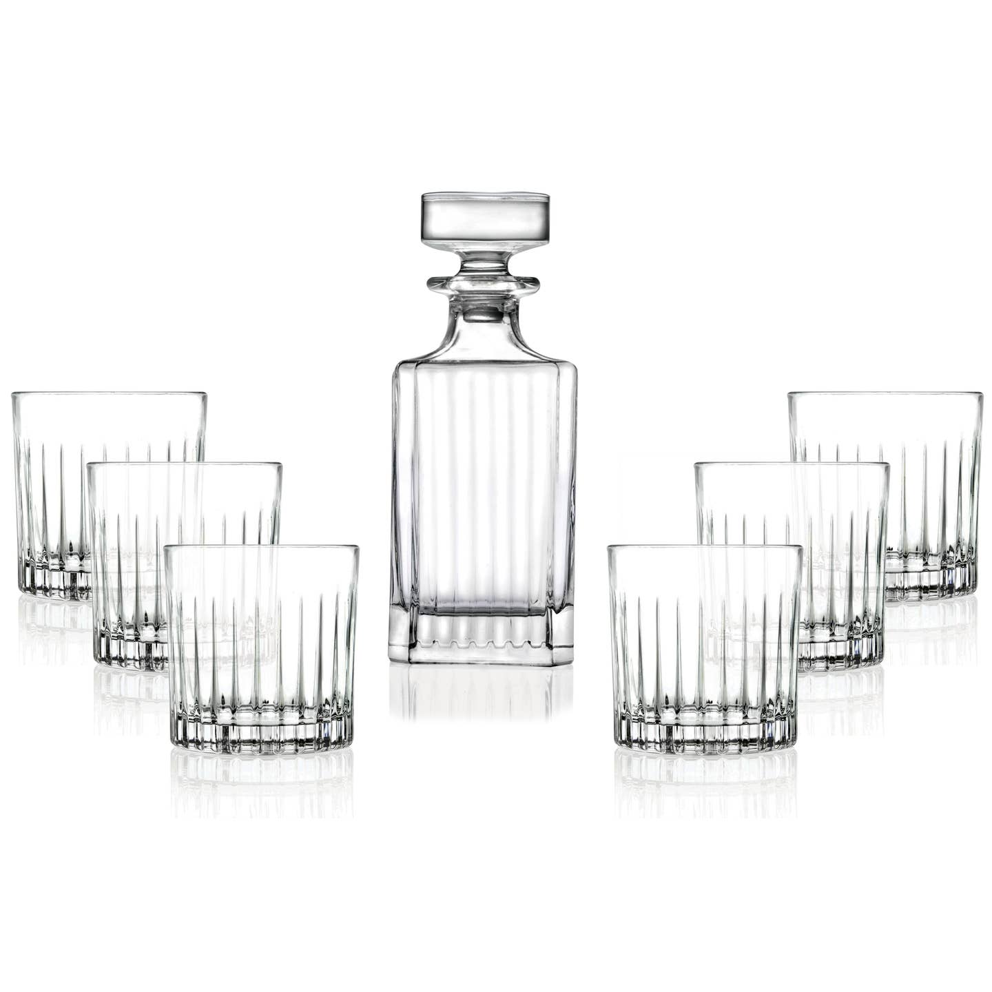 Barski Timeless Crystal Whiskey Decanter Set, Decanter: 25 oz.; DOF glasses: 10.5 oz.