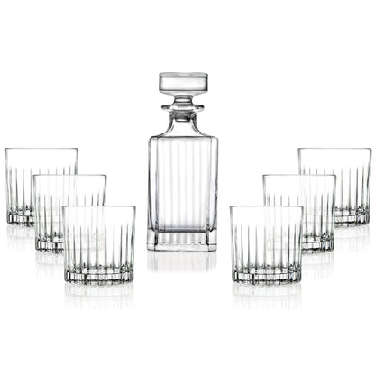 Barski Timeless Crystal Whiskey Decanter Set, Decanter: 25 oz.; DOF glasses: 10.5 oz.