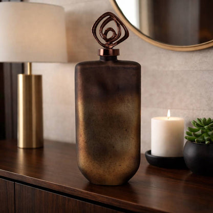Bottle - Bronze Glass Modern Ombre with Metal Topper, 20 in.