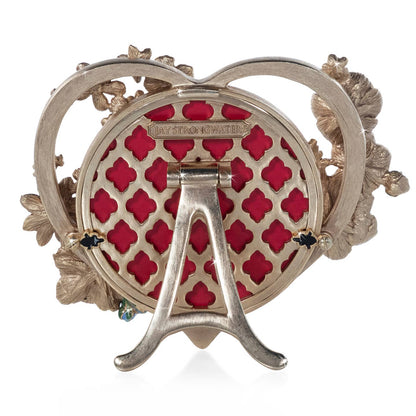 Jay Strongwater Prem Round Heart Bouquet Floral Swarovski Crystal Enamel Picture Frame, Flora