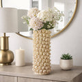 Decorative Vase - Beige Ceramic Textured Floral, 16 in.