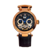 Authentic Heritor Ganzi Men's Automatic Semi-Skeleton Leather Watch, Style HERHR3306