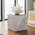 Decorative Sculpture - White/Clear Glass Marble Block, 6 in.