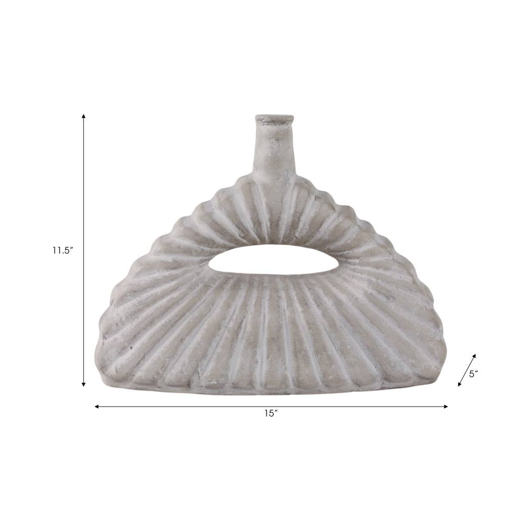 Decorative Vase - Ivory Ceramic Styling Short, 12 in.