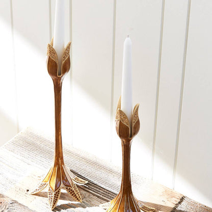 Jay Strongwater Abraham Tulip Brown Candlestick Holder