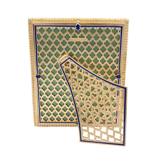 Jay Strongwater Laetitia Stone Edge 8" x 10" Crystal Enamel Picture Frame, Lapis