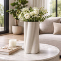 Decorative Vase - Gray Ceramic Vertical Wave, 15 in.