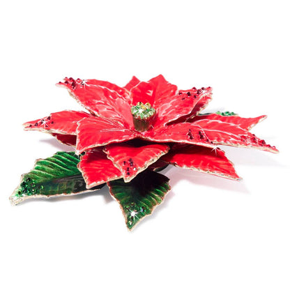 Jay Strongwater Poinsettia Flower Crystal Enamel Gold-Finished Tabletop Object
