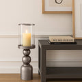 Candle Holder - Silver Metal Removable Hurricane, 32 in.