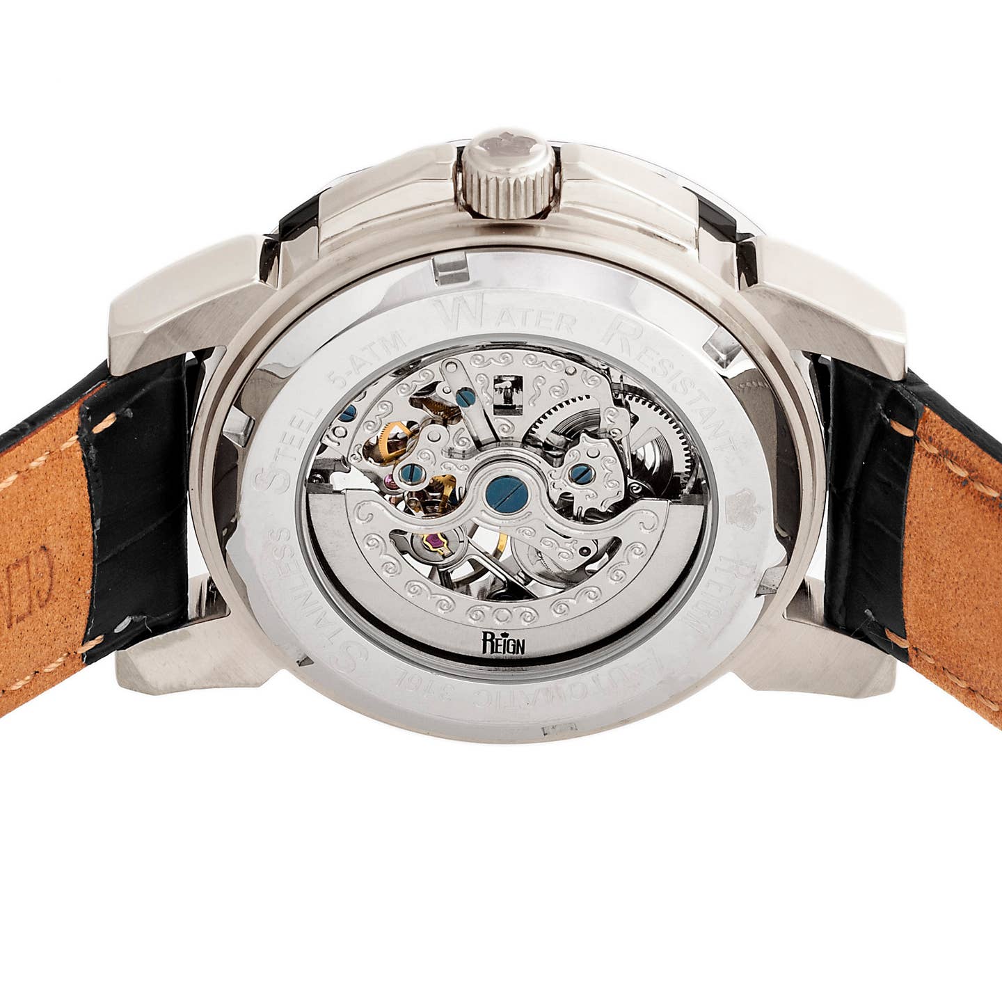 Reign Philippe Men's Automatic Skeleton Leather Watch