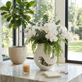 Decorative Vase - White Resin Sculptural Cutout, 14 in.