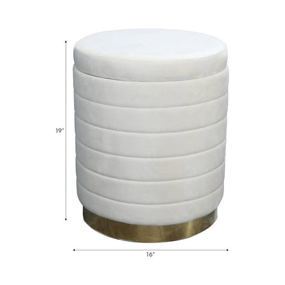 Stool - Cream Velvet Upholstery Backless with Storage, 19 in