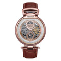 Authentic Heritor Lincoln Men's Automatic Semi-Skeleton Leather Watch, Bronze/Brown
