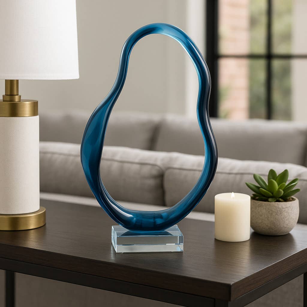 Decorative Object - Blue Crystal Twist Statuary, 12 in.