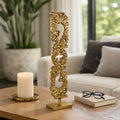 Sculpture - Gold Metal Abstract Cutout Design, 28 in.