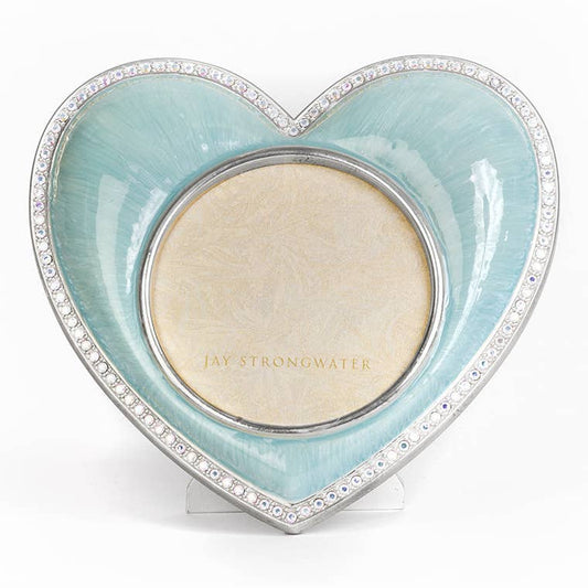 Jay Strongwater Chantal Heart Swarovski Crystal Enamel Picture Frame, Pale Blue