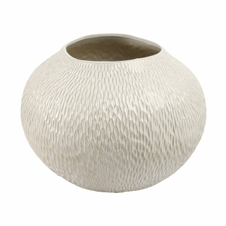Decorative Bowl - White Earthenware Round Large, 15 in.