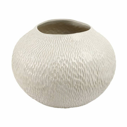 Decorative Bowl - White Earthenware Round Large, 15 in.
