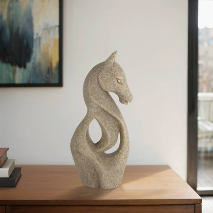Decorative Sculpture - Brown Quartz Resin Horse, 15 in.