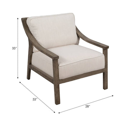 Accent Chair - Ivory Polyester with Wood Frame, 33 in.