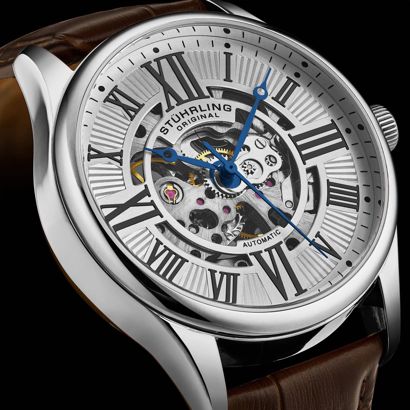 Stuhrling Original Atrium 3942 Men's Automatic Skeleton Watch, 42mm, Style FEFWE