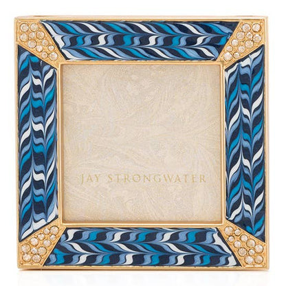 Jay Strongwater Leland Pavé Corner 2" Swarovski Crystal Enamel Picture Frame, Sapphire