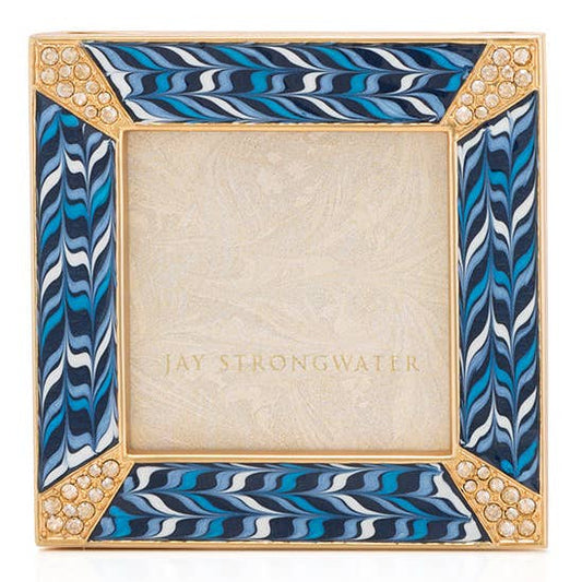 Jay Strongwater Leland Pavé Corner 2" Swarovski Crystal Enamel Picture Frame, Sapphire