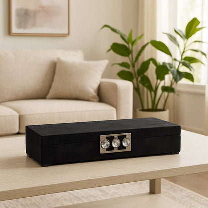 Decorative Box - Wood Black Moonstone Gemstone, 18 in.