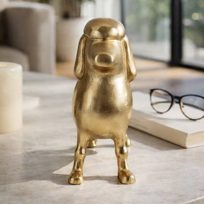 Decorative Sculpture - Gold Metal Elegant Poodle, 10 in.