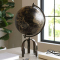 Decorative Object - Black Metal Unique Stand Globe, 22 in.
