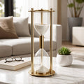 Hourglass Sandtimer - Gold Glass Metal Support Rods, 18 in.